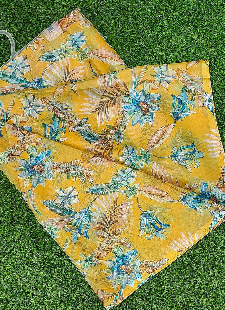 Garden Vareli Printed Nara Chiffon Saree without Blouse