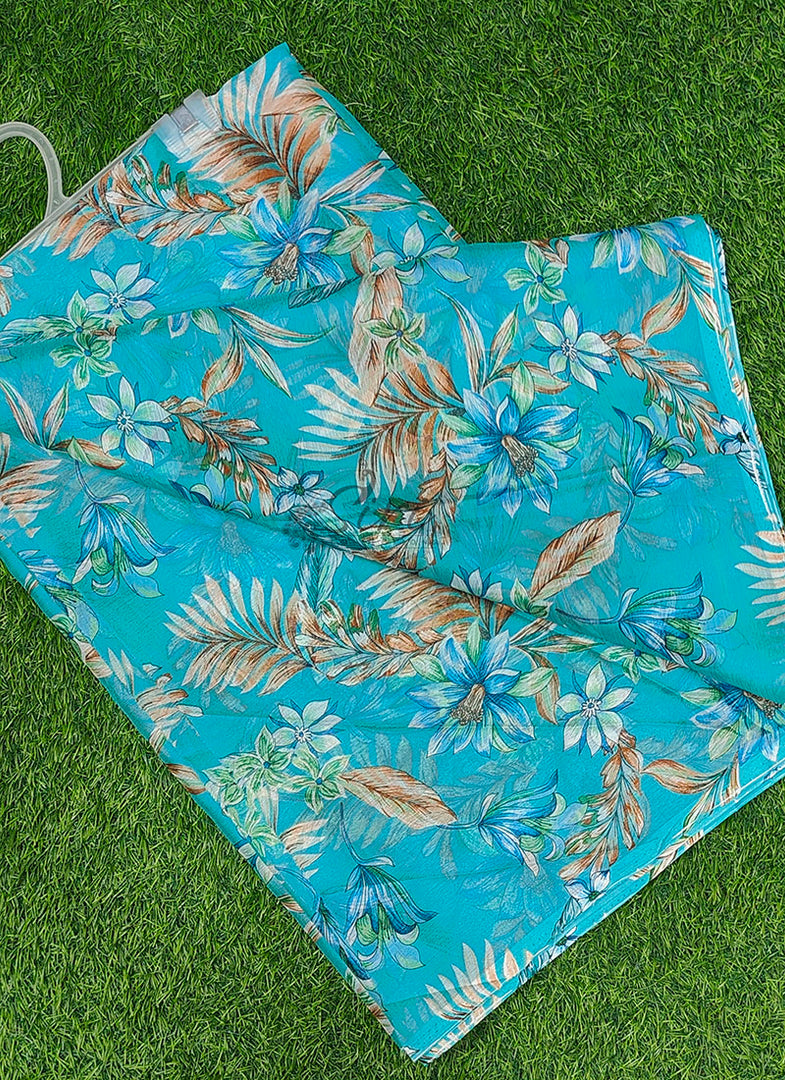 Garden Vareli Printed Nara Chiffon Saree without Blouse