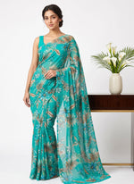 Load image into Gallery viewer, Garden Vareli Printed Nara Chiffon Saree without Blouse
