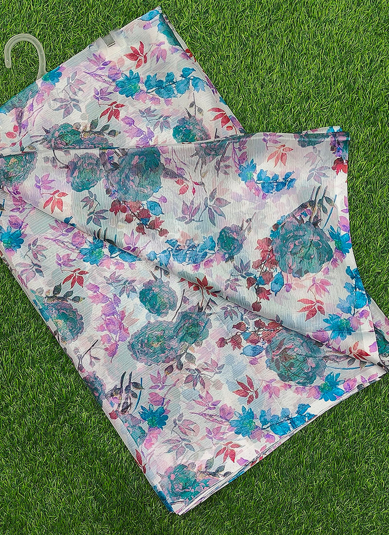 High Quality Garden Vareli Printed Nara Chiffon Saree