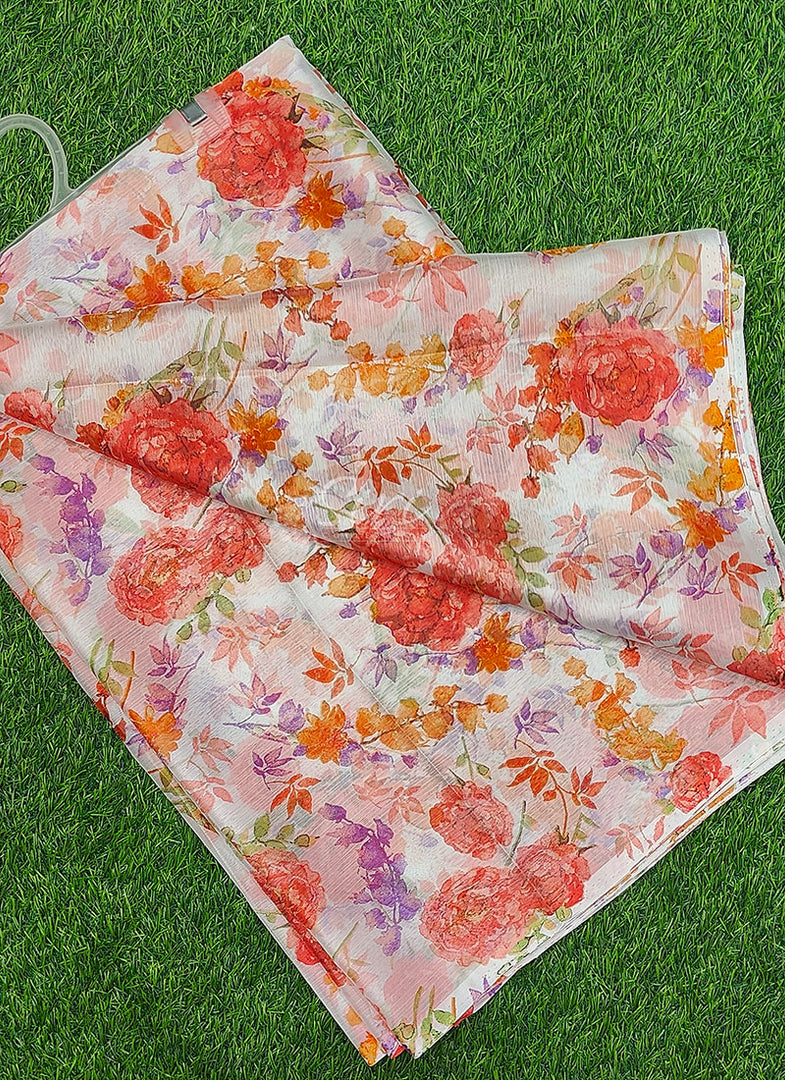High Quality Garden Vareli Printed Nara Chiffon Saree