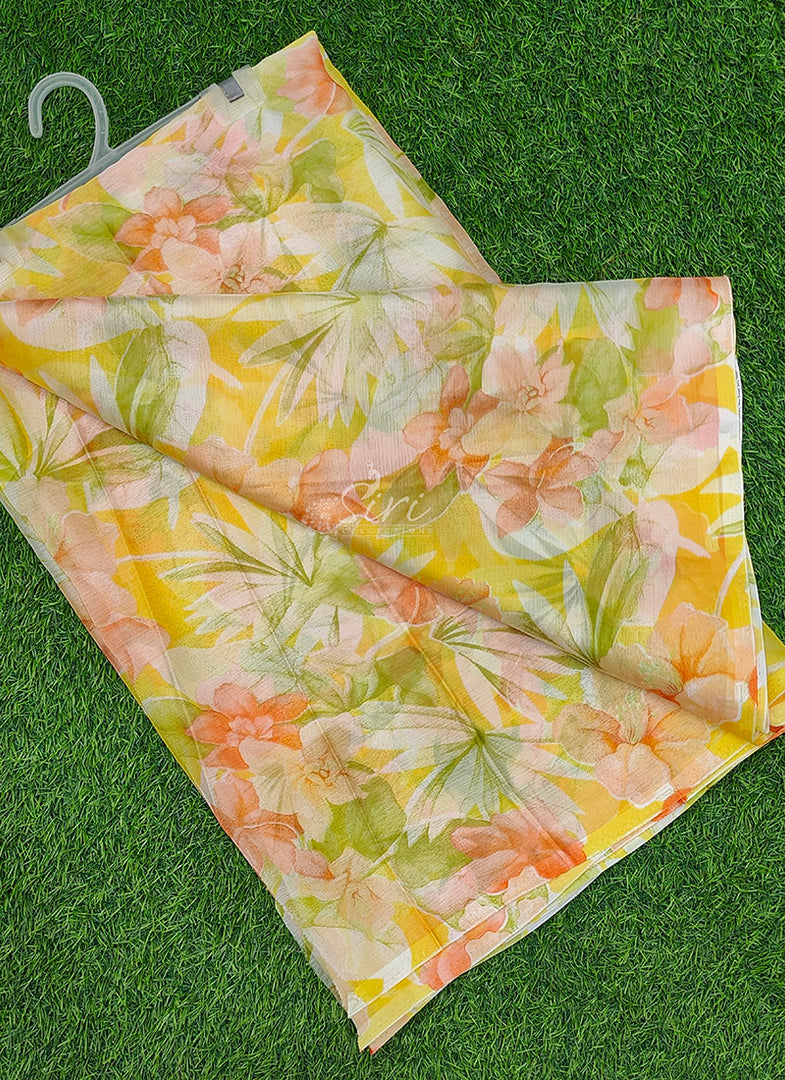 High Quality Garden Vareli Printed Nara Chiffon Saree