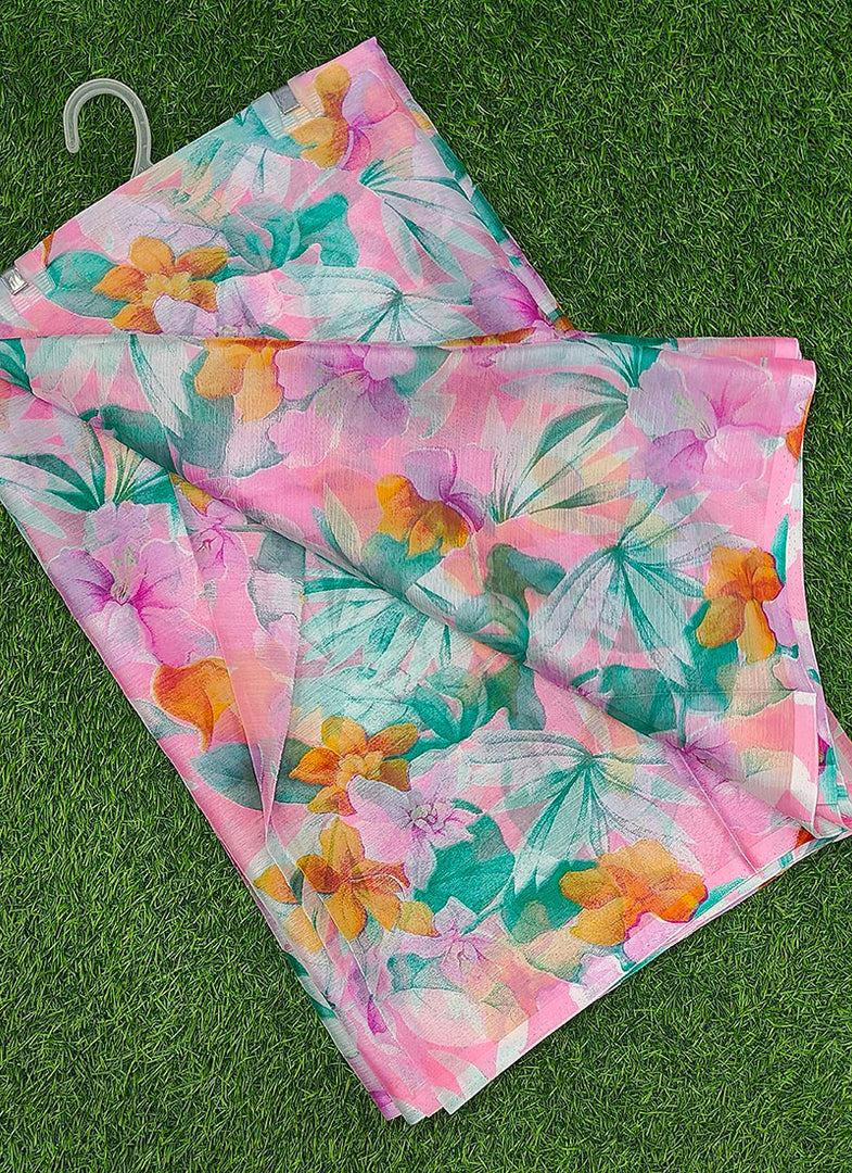 High Quality Garden Vareli Printed Nara Chiffon Saree