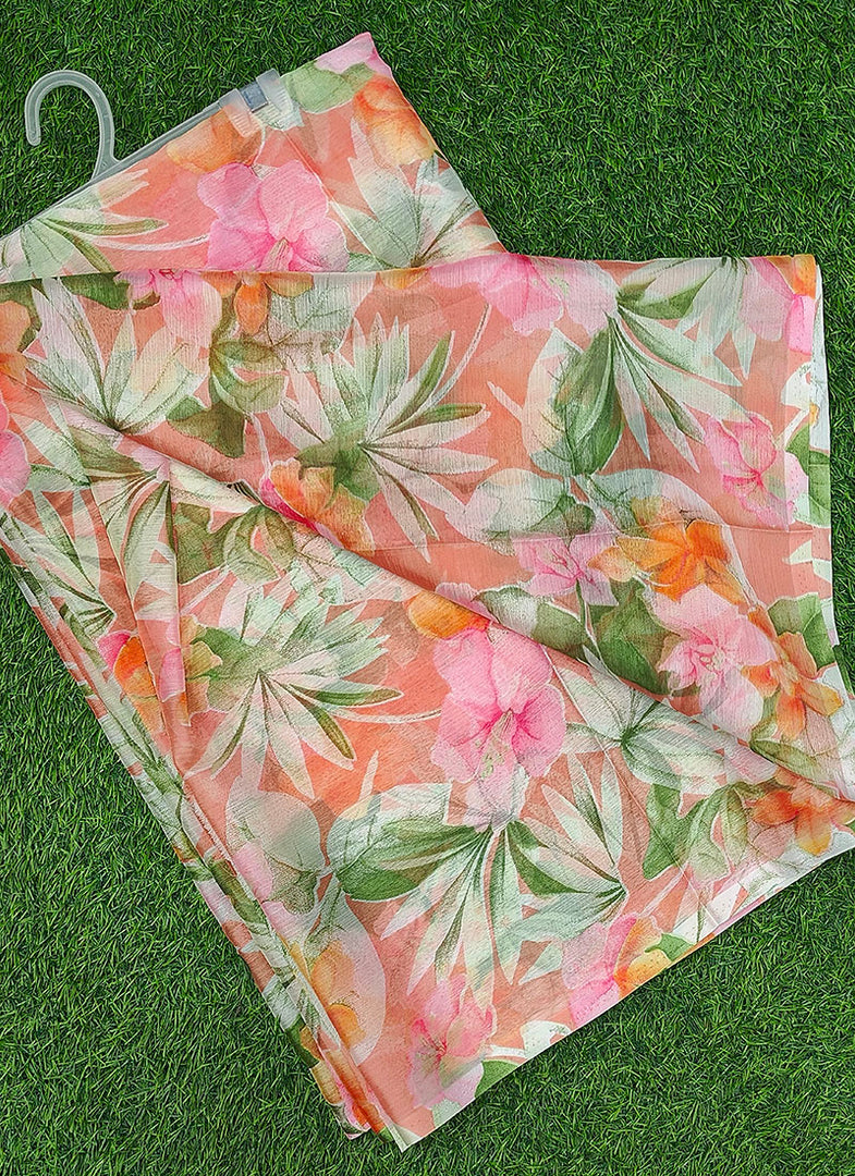 High Quality Garden Vareli Printed Nara Chiffon Saree