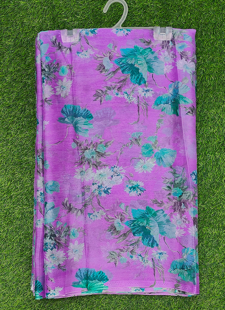 High Quality Garden Vareli Printed Nara Chiffon Saree without Blouse