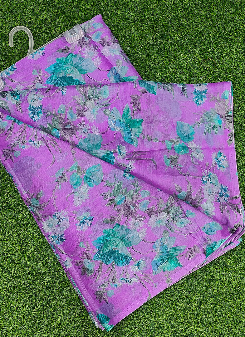 High Quality Garden Vareli Printed Nara Chiffon Saree without Blouse