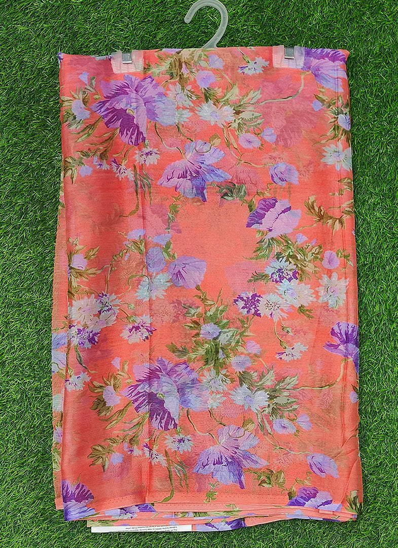 High Quality Garden Vareli Printed Nara Chiffon Saree without Blouse