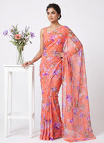 Load image into Gallery viewer, High Quality Garden Vareli Printed Nara Chiffon Saree without Blouse
