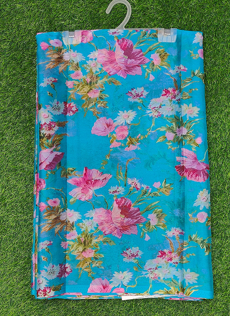 High Quality Garden Vareli Printed Nara Chiffon Saree without Blouse