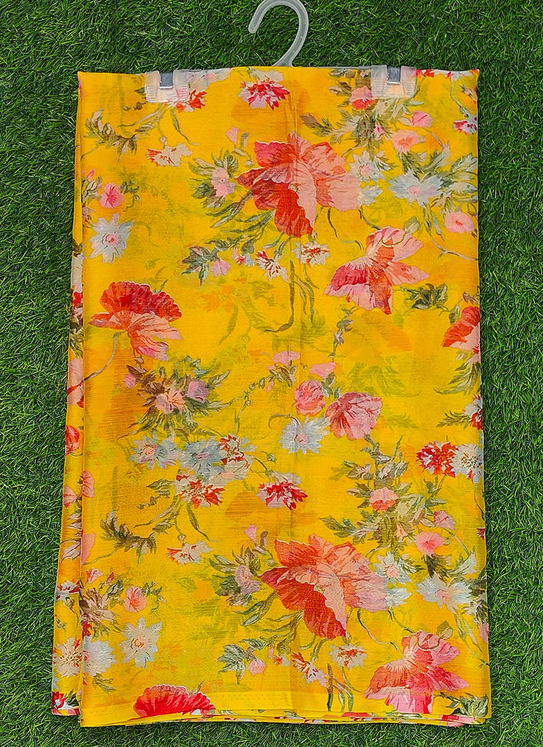 High Quality Garden Vareli Printed Nara Chiffon Saree without Blouse