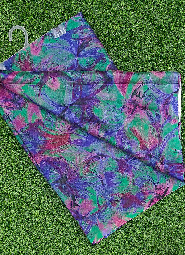 Garden Vareli Printed Nara Chiffon Saree without Blouse