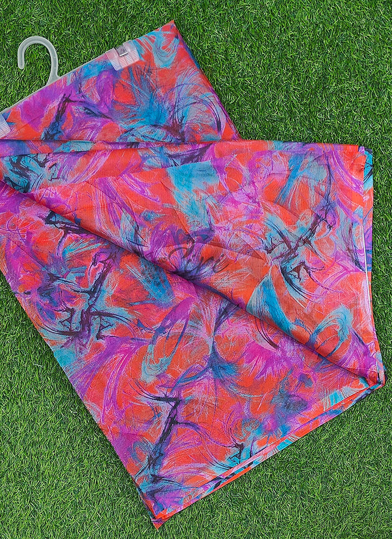 Garden Vareli Printed Nara Chiffon Saree without Blouse
