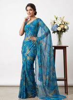 Load image into Gallery viewer, Garden Vareli Printed Nara Chiffon Saree without Blouse
