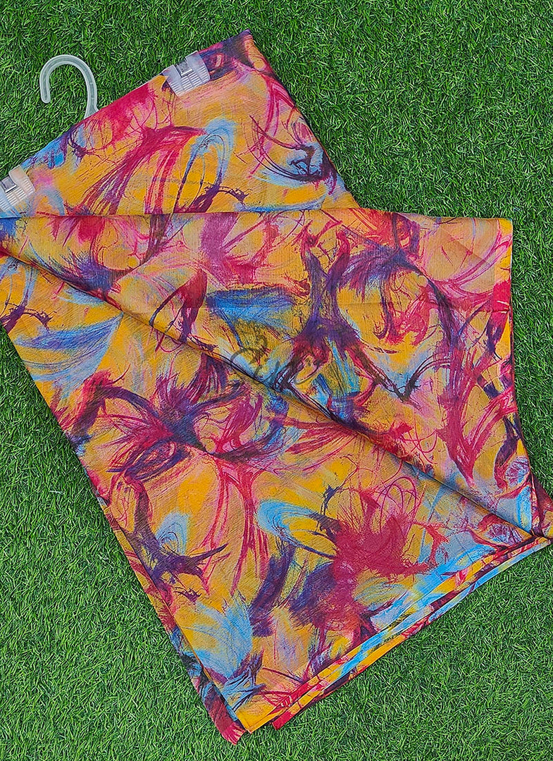Garden Vareli Printed Nara Chiffon Saree without Blouse