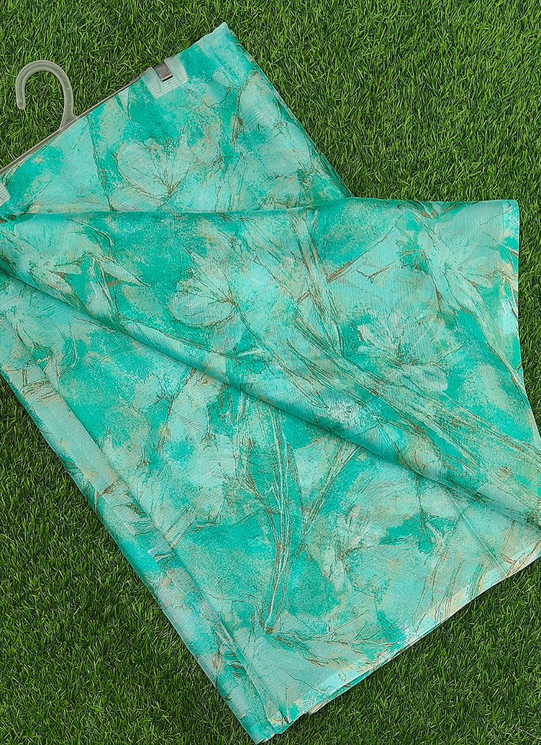 High Quality Garden Vareli Printed Nara Chiffon Saree without Blouse