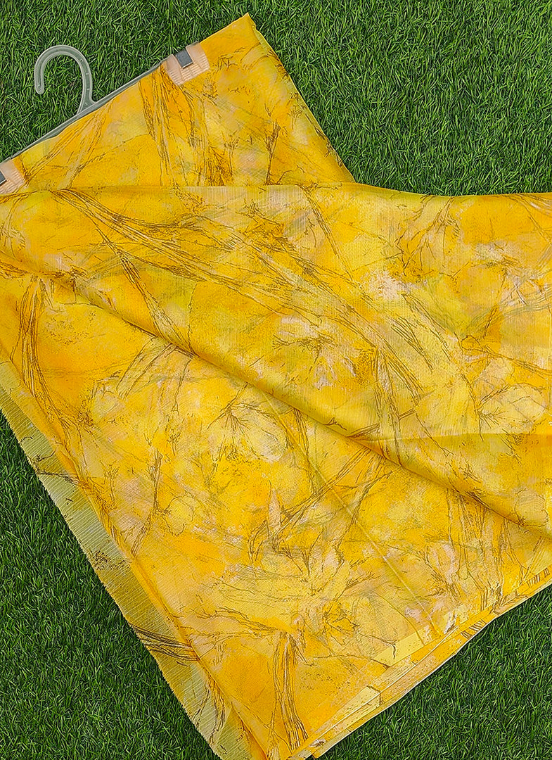 High Quality Garden Vareli Printed Nara Chiffon Saree without Blouse
