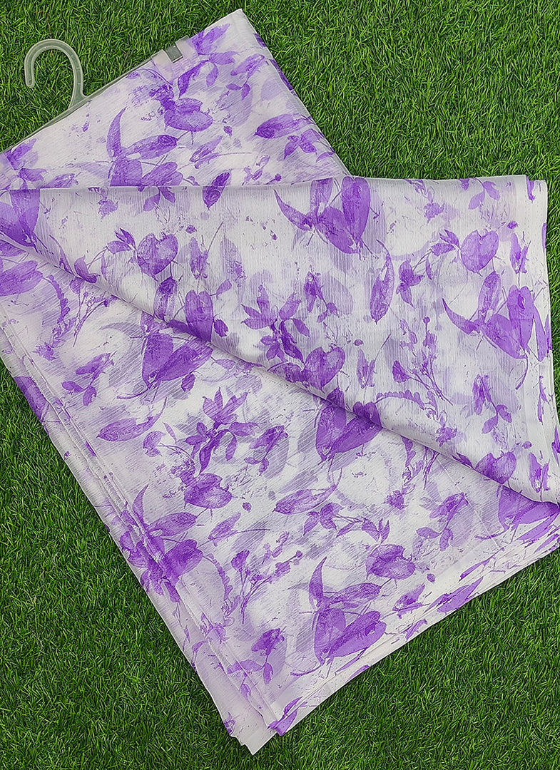 High Quality Garden Vareli Printed Nara Chiffon Saree without Blouse