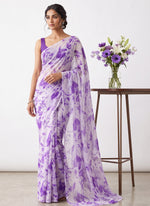 Load image into Gallery viewer, High Quality Garden Vareli Printed Nara Chiffon Saree without Blouse