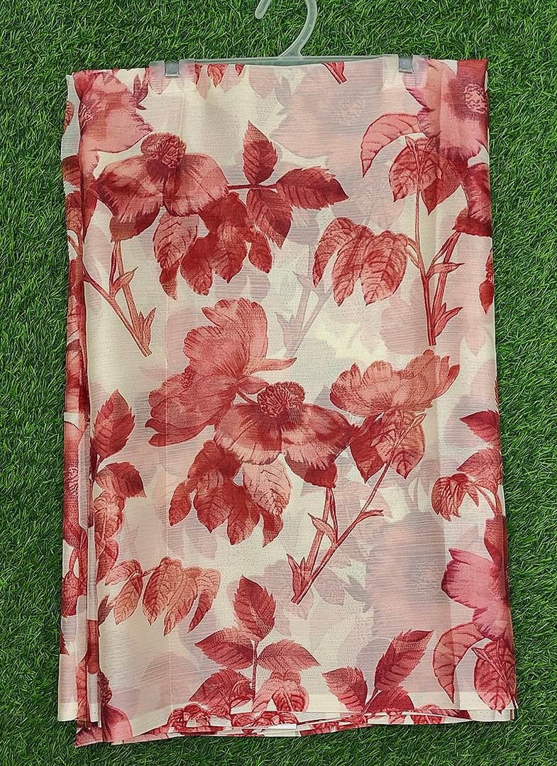 Garden Vareli Printed Nara Chiffon Saree without Blouse