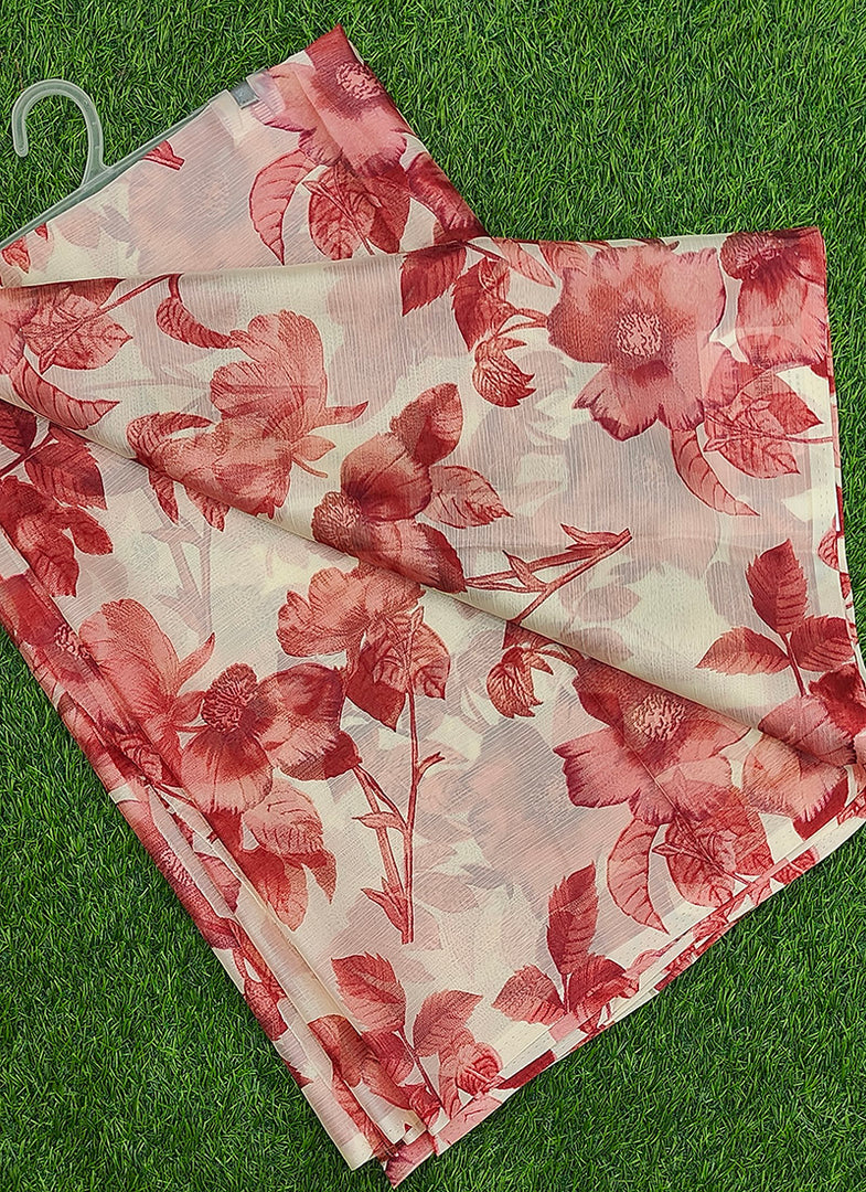 Garden Vareli Printed Nara Chiffon Saree without Blouse