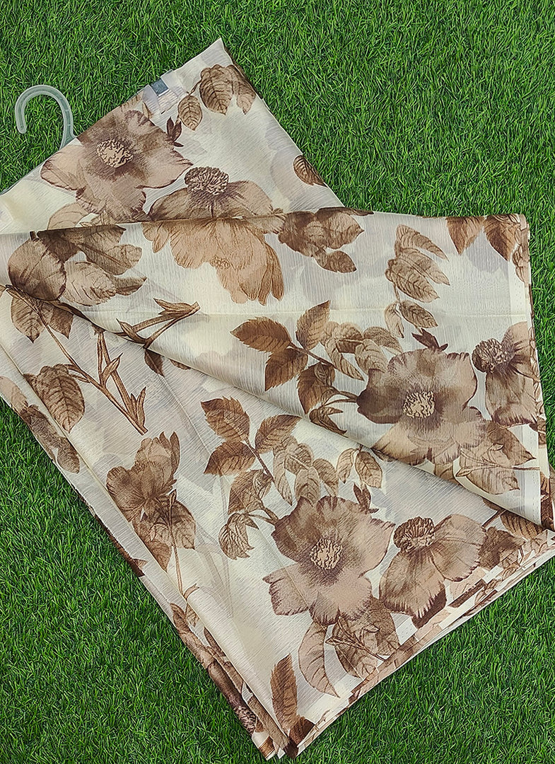 Garden Vareli Printed Nara Chiffon Saree without Blouse