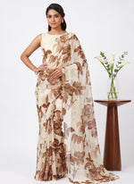 Load image into Gallery viewer, Garden Vareli Printed Nara Chiffon Saree without Blouse