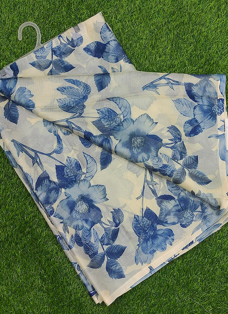 Garden Vareli Printed Nara Chiffon Saree without Blouse