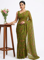 Load image into Gallery viewer, Garden Vareli Printed Nara Chiffon Saree without Blouse