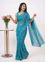 Load image into Gallery viewer, Garden Vareli Printed Nara Chiffon Saree without Blouse