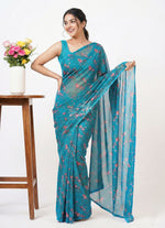 Load image into Gallery viewer, Garden Vareli Printed Nara Chiffon Saree without Blouse