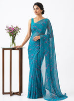 Load image into Gallery viewer, Garden Vareli Printed Nara Chiffon Saree without Blouse