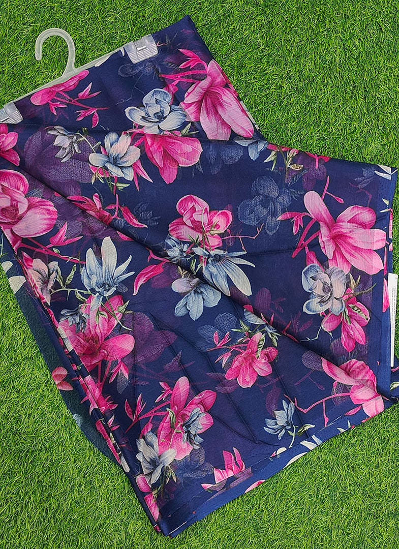 Garden Vareli Printed Nara Chiffon Saree without Blouse