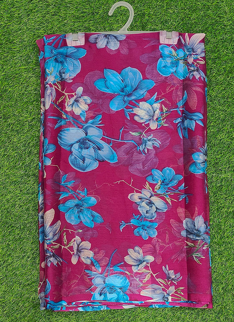 Garden Vareli Printed Nara Chiffon Saree without Blouse