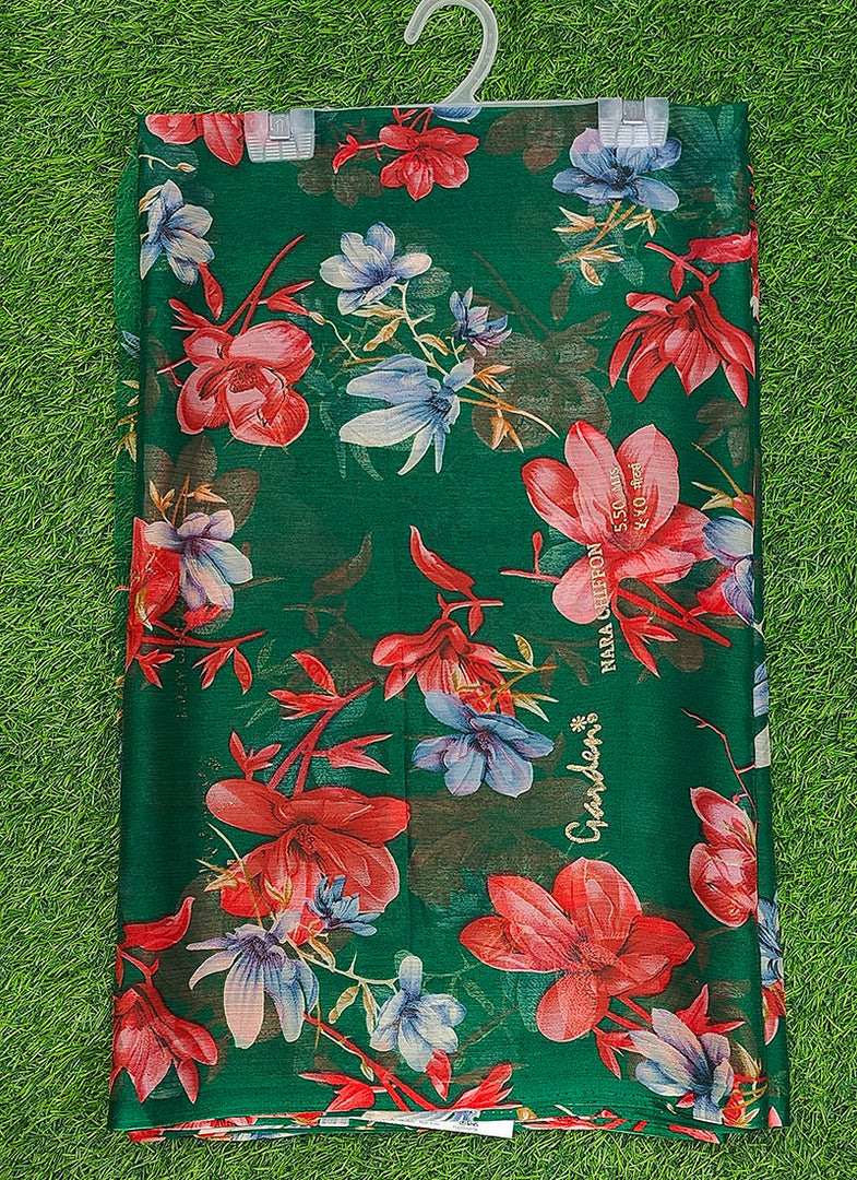 Garden Vareli Printed Nara Chiffon Saree without Blouse
