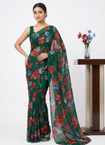 Load image into Gallery viewer, Garden Vareli Printed Nara Chiffon Saree without Blouse