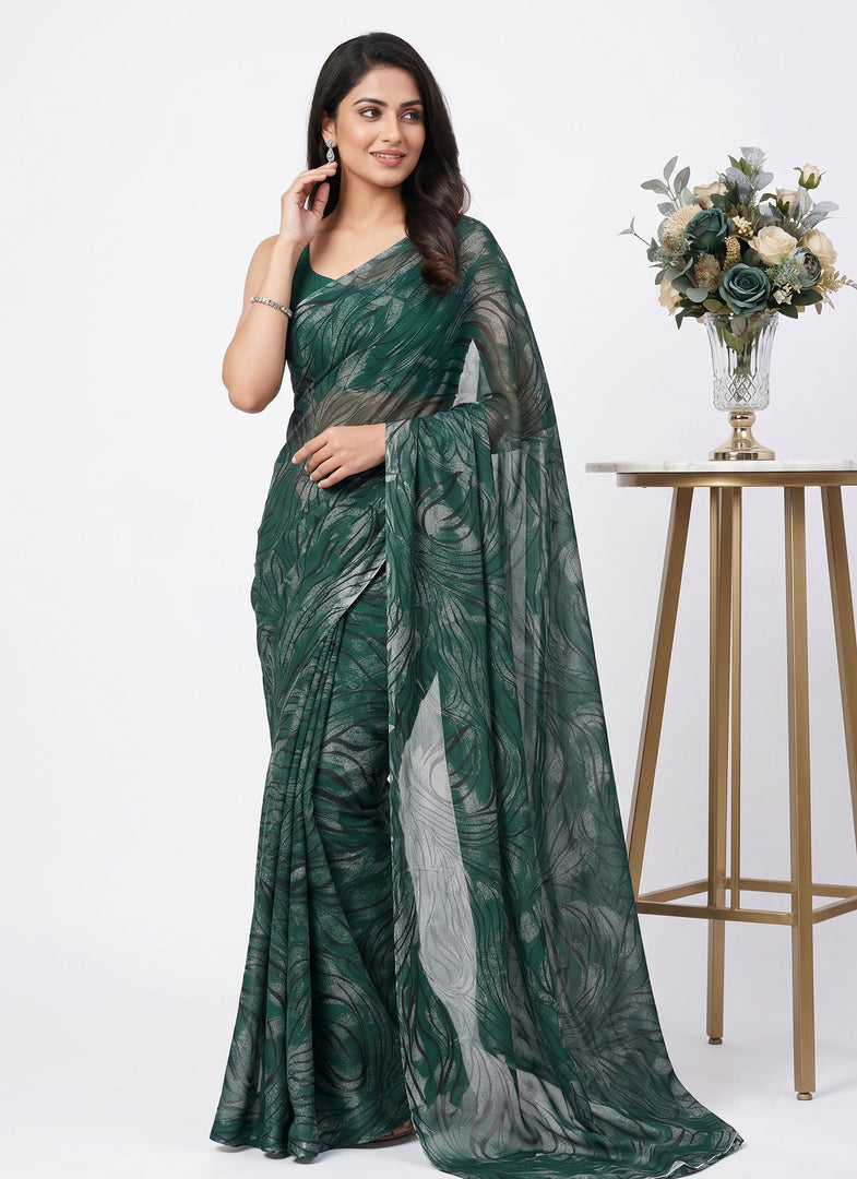 Garden Vareli Printed Nara Chiffon Saree without Blouse