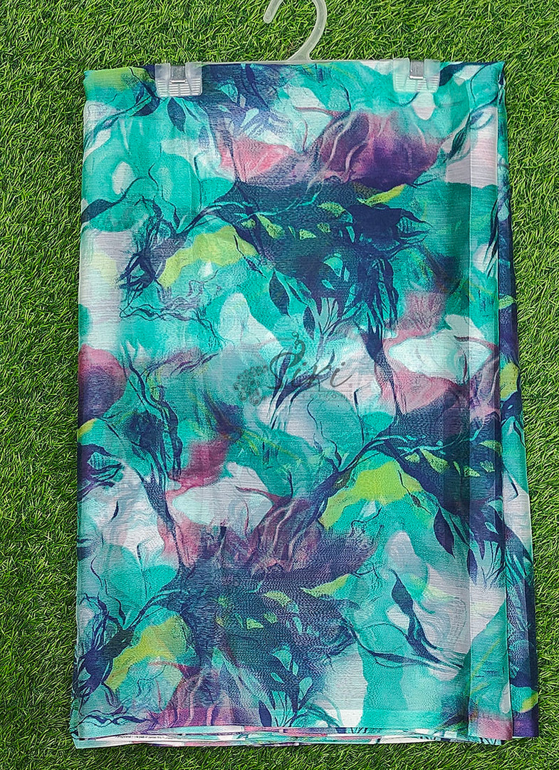 Garden Vareli Printed Nara Chiffon Saree without Blouse