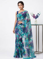 Load image into Gallery viewer, Garden Vareli Printed Nara Chiffon Saree without Blouse