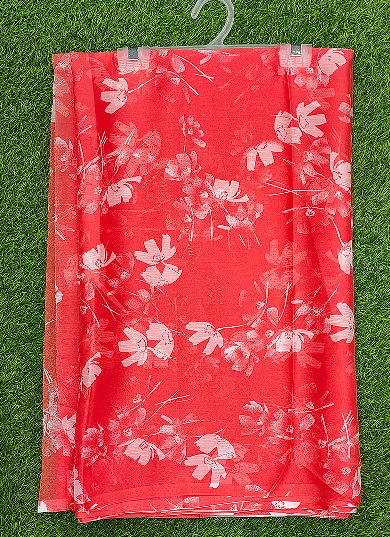 Garden Vareli Printed Nara Chiffon Saree without Blouse