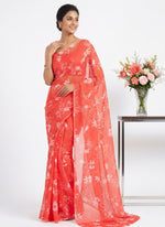 Load image into Gallery viewer, Garden Vareli Printed Nara Chiffon Saree without Blouse