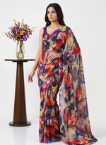 Load image into Gallery viewer, Garden Vareli Printed Nara Chiffon Saree without Blouse