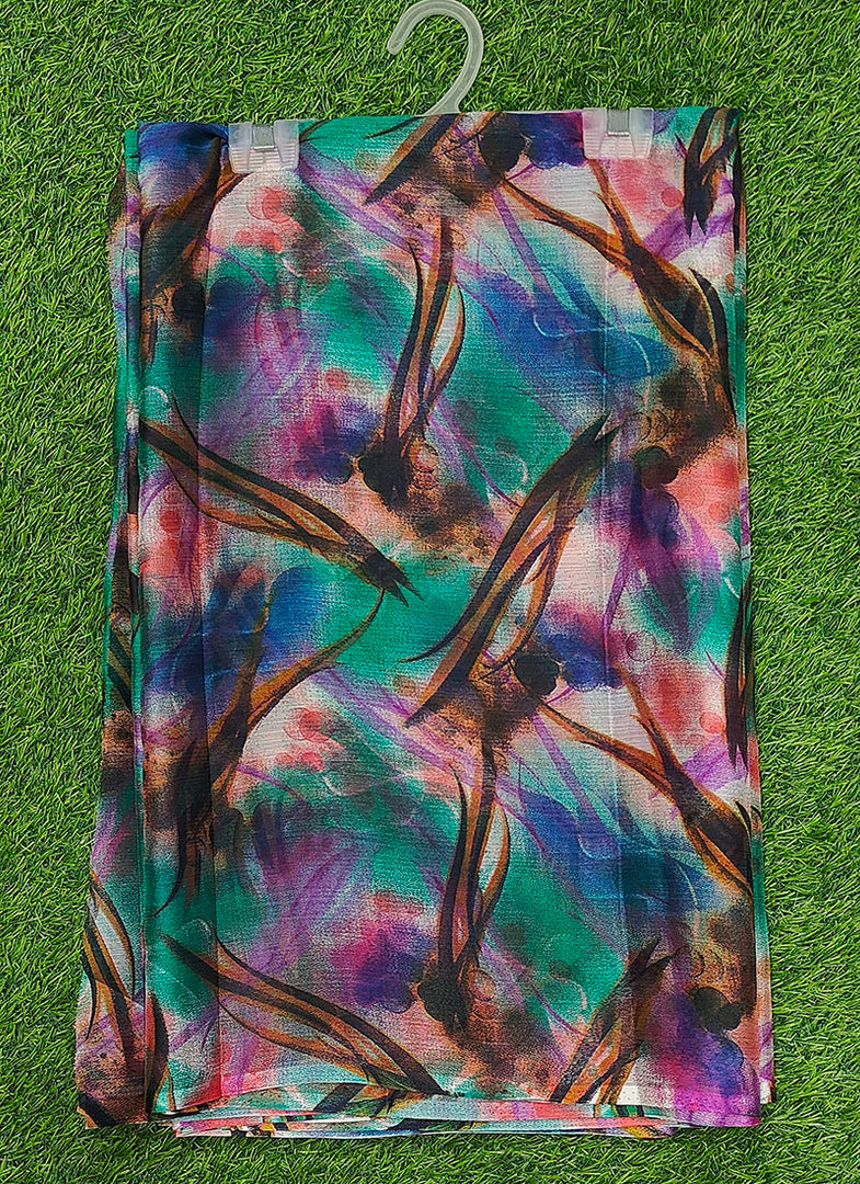 Garden Vareli Printed Nara Chiffon Saree without Blouse