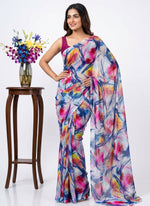 Load image into Gallery viewer, Garden Vareli Printed Nara Chiffon Saree without Blouse