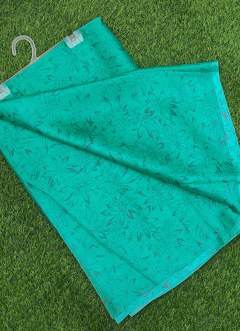 Garden Vareli Printed Nara Chiffon Saree without Blouse