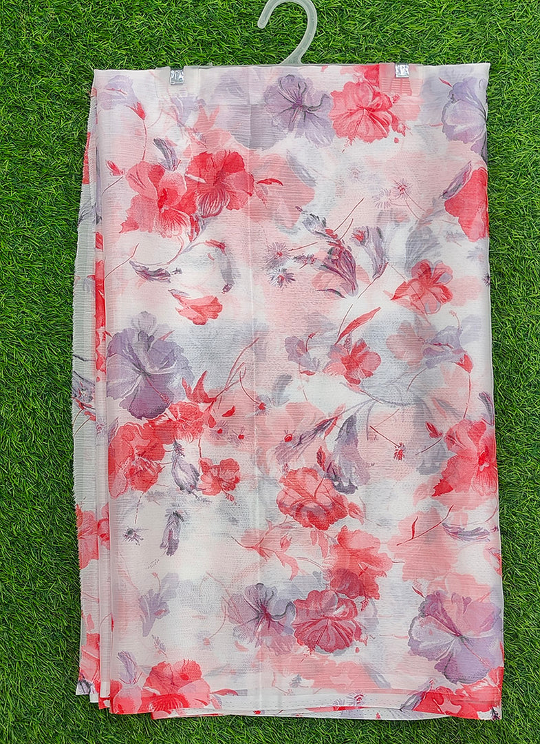 Garden Vareli Printed Nara Chiffon Saree without Blouse
