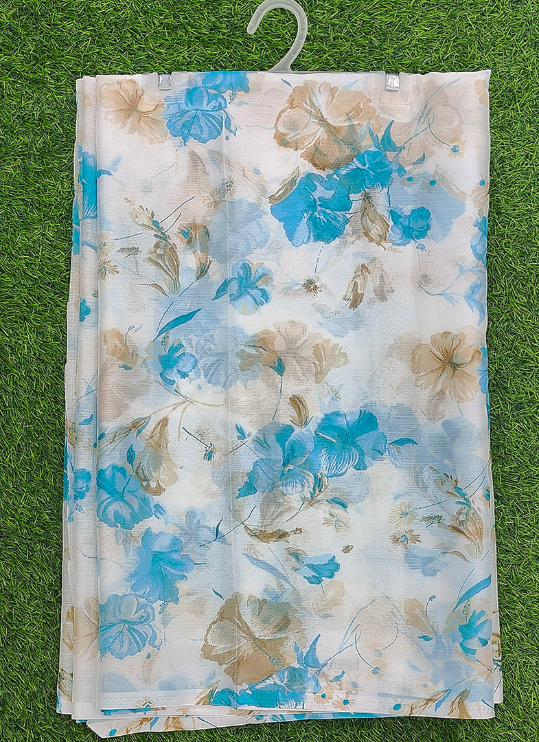 Garden Vareli Printed Nara Chiffon Saree without Blouse