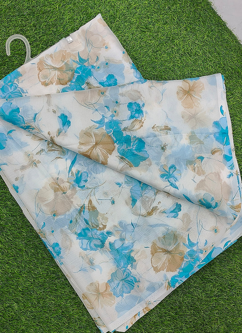 Garden Vareli Printed Nara Chiffon Saree without Blouse