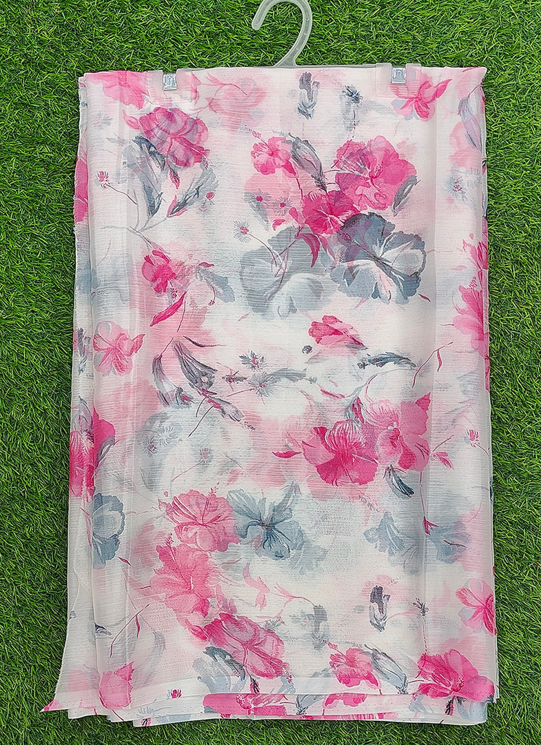 Garden Vareli Printed Nara Chiffon Saree without Blouse