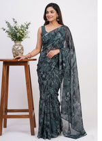 Load image into Gallery viewer, Garden Vareli Printed Nara Chiffon Saree without Blouse