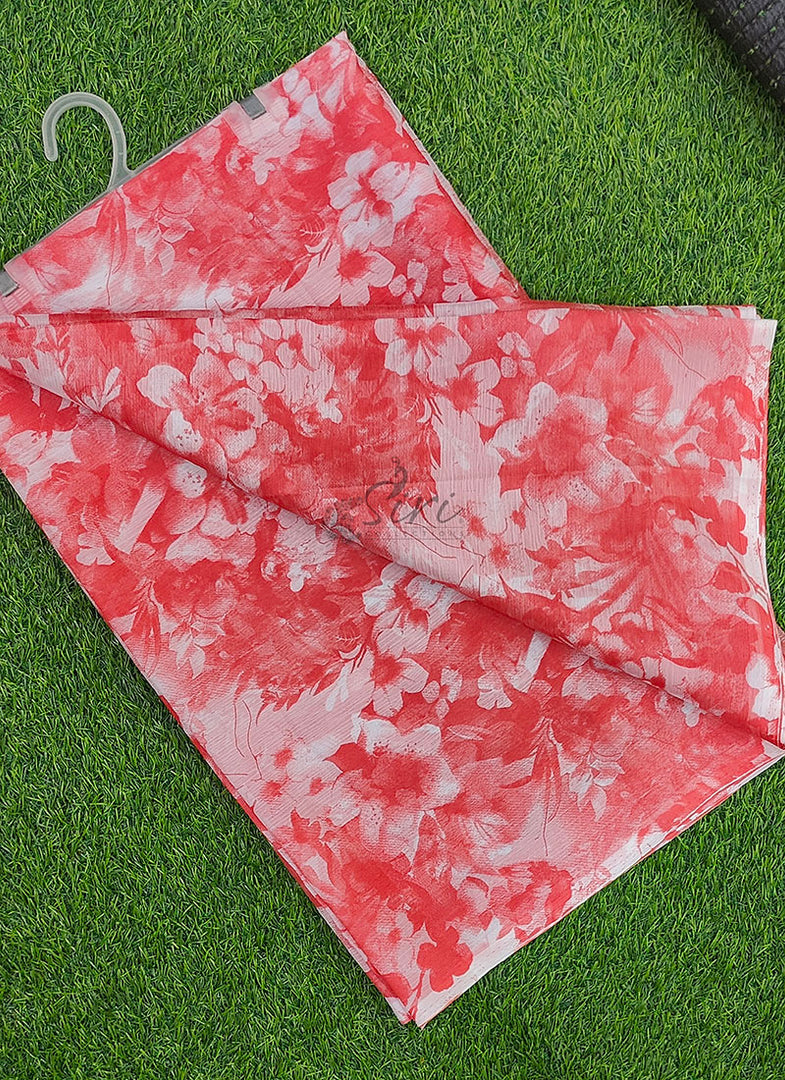 Garden Vareli Printed Nara Chiffon Saree without Blouse